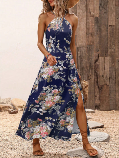 Damen Maxikleid mit elegantem Halter-Ausschnitt und floralem Design Stalluxe