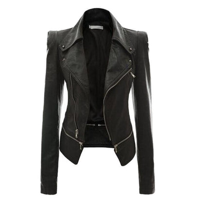 Damen Lederjacke mit asymmetrischem Reißverschluss und stilvollen Zipper-Details Stalluxe