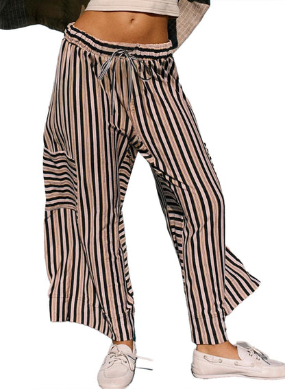 Women's Striped Wide-Leg Trousers Stalluxe