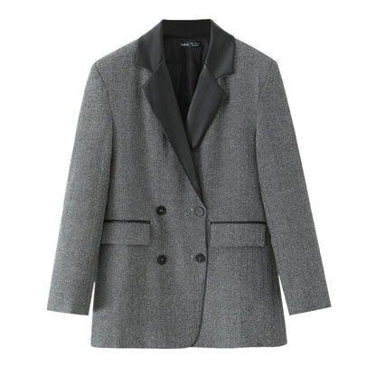 Damen modischer Blazer mit doppelter Knopfleiste und elegantem Revers Stalluxe