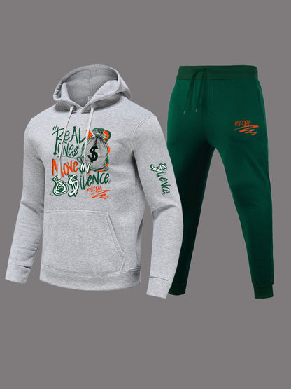 Damen Sportliches Hoodie und Jogginghose Set mit kreativem Schriftzug Stalluxe Hellgrau