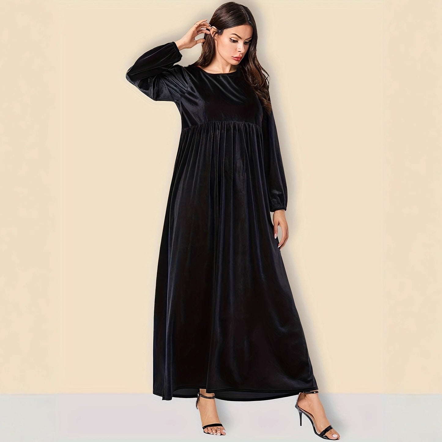 Damen Elegantes Maxikleid aus samtigem Stoff mit weitem Schnitt Stalluxe