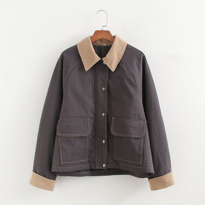 Damen modische Jacke mit kordelisiertem Kragen und praktischen Taschen Stalluxe