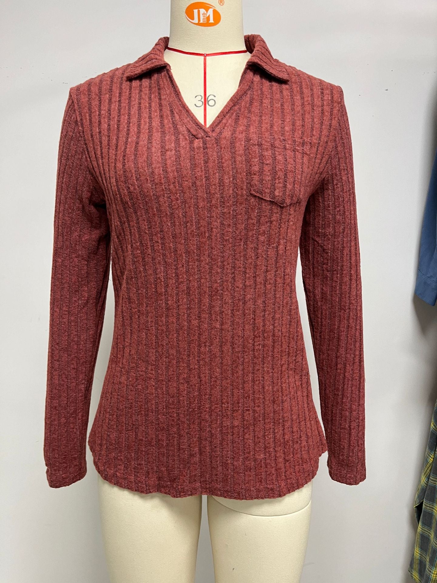 Damen Langarm Poloshirt mit feinem Rippenstrukturdesign Stalluxe