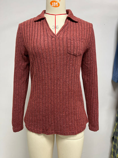 Damen Langarm Poloshirt mit feinem Rippenstrukturdesign Stalluxe