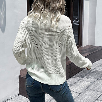 Damen Strickpullover mit V-Ausschnitt und Strukturmuster Stalluxe
