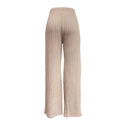 Damen elegante Strickpalazzo-Hosen mit hohem Bund und Rippstruktur Stalluxe