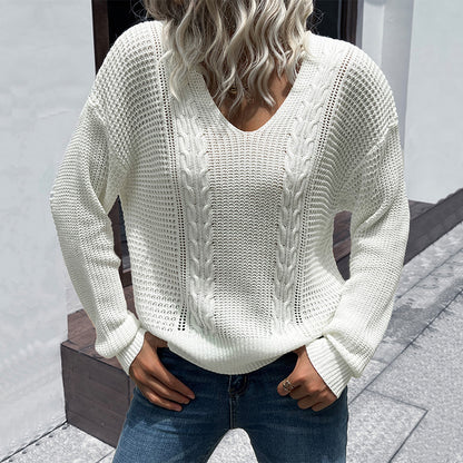 Damen Strickpullover mit V-Ausschnitt und Strukturmuster Stalluxe