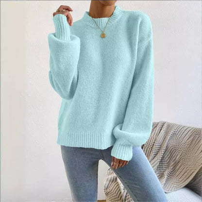 Damen lockerer Strickpullover mit hohem Kragen und strukturiertem Design Stalluxe