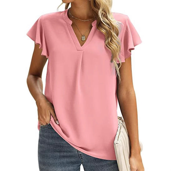 Damen Bluse mit Rüschendetails und V-Ausschnitt Stalluxe