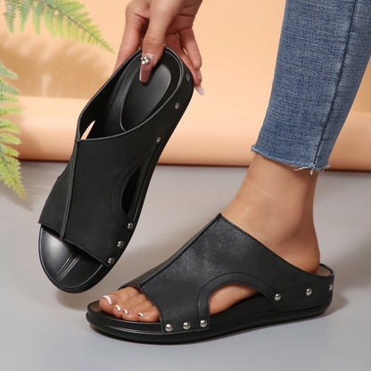 Damen Komfortable Slide-Sandalen mit modischem Cut-Out-Design und elegantem Strassbesatz Stalluxe