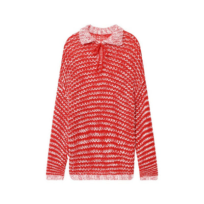 Damen lässiger Strickpullover mit modischem Kragen und Rüschendetail Stalluxe
