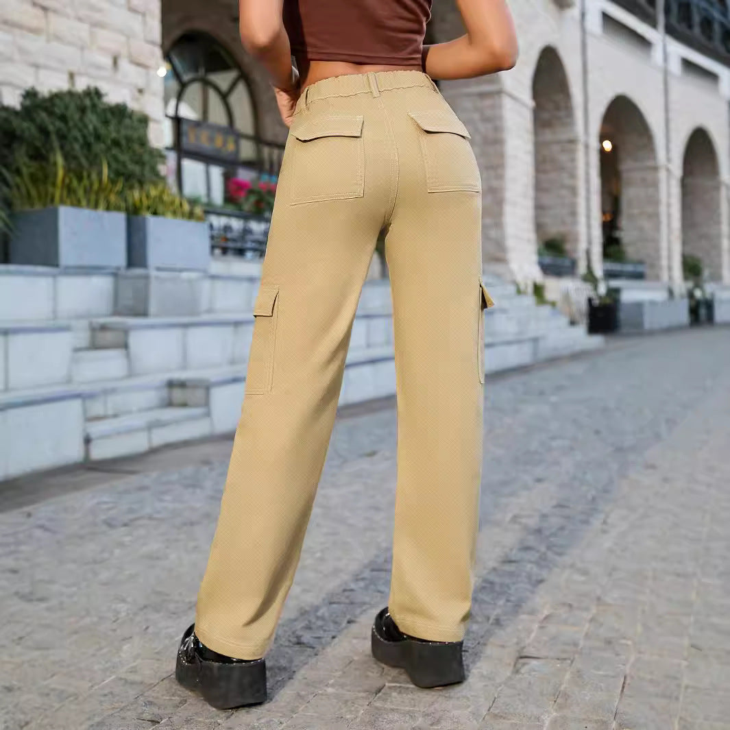 Damen Cargo-Hose mit hoch tailliertem Schnitt und praktischen Seitentaschen Stalluxe