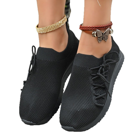 Damen Atmungsaktive Sneakers mit elastischem Strickdesign und rutschfester Sohle Stalluxe