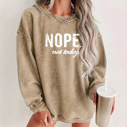 Damen lässiger Oversize Pullover mit Statement-Druck und Rippstruktur Stalluxe