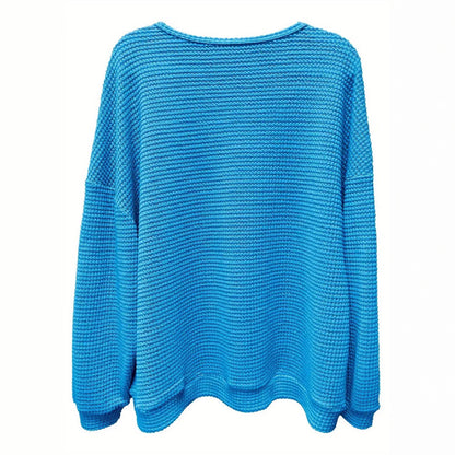 Damen lässiger Strickpullover mit weitem Schnitt und elastischen Bündchen Stalluxe