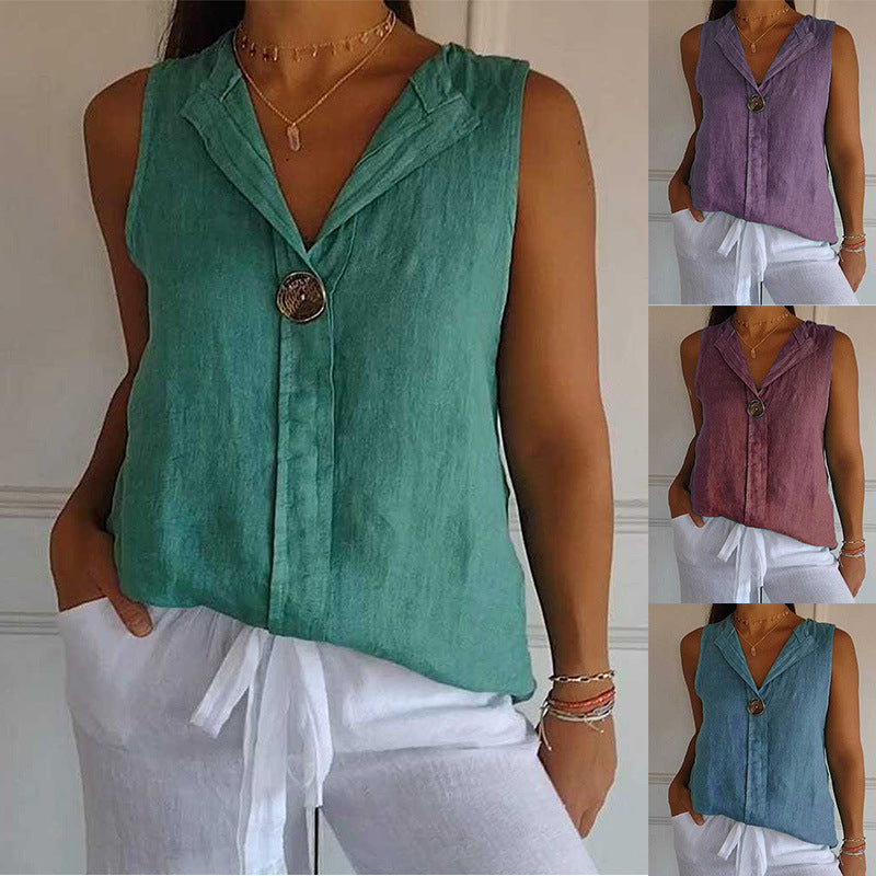 Damen Leichte Leinenbluse mit eleganter Knopfleiste Stalluxe