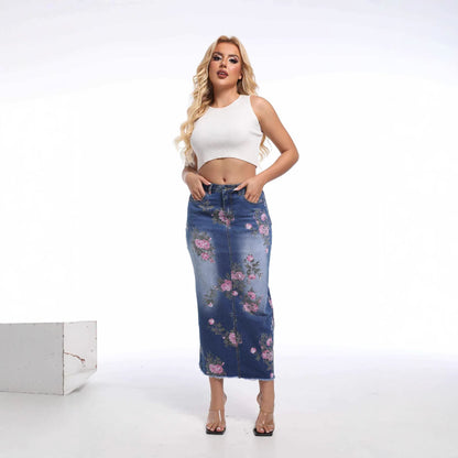 Damen Maxi-Rock mit floralen Applikationen Stalluxe