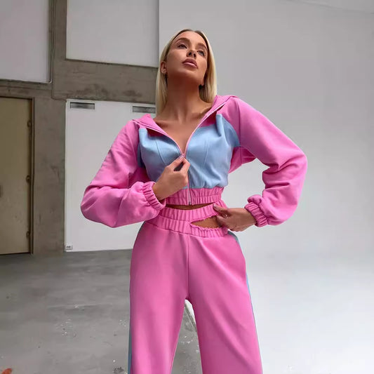 Damen Sportliches Zweiteiler-Set mit Crop-Top und weitem Schnitt Stalluxe