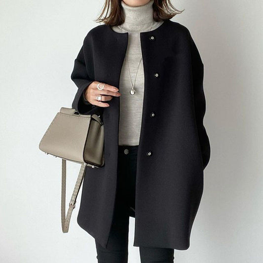 Damen modischer Midi-Mantel mit schicken Knöpfungen Stalluxe