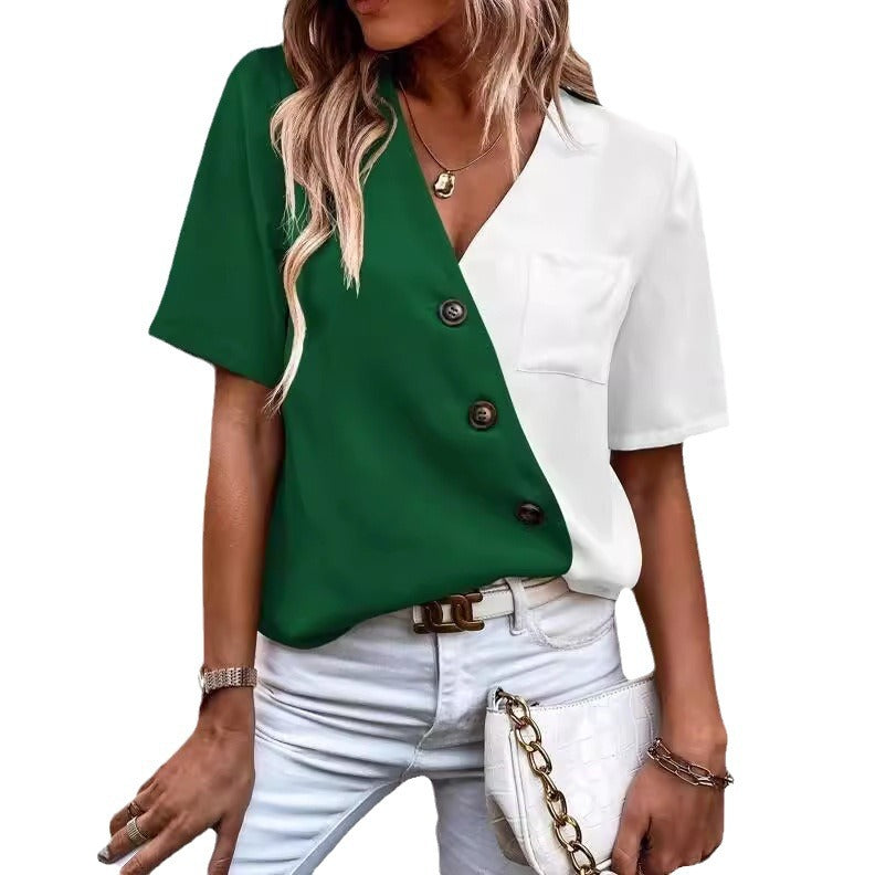 Damen Modisches Blusenshirt mit Knopfleiste und asymmetrischem Design Stalluxe