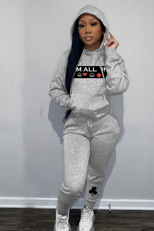 Herren Sportliches Hoodie- und Jogginghose-Set mit kreiertem Glücksspiel-Design Stalluxe