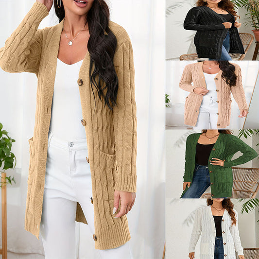 Damen Langstrickcardigan mit Zopfmuster und praktischen Taschen Stalluxe