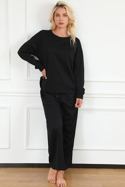 Damen Lässiges Lounge-Set mit weitem Schnitt und bindbarem Taillengürtel Stalluxe
