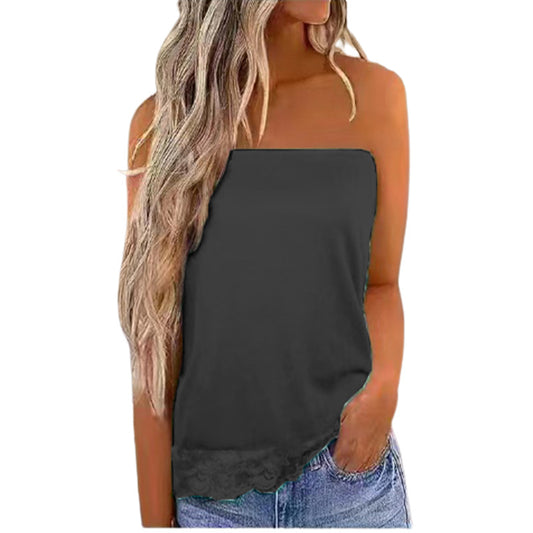 Damen Offshoulder Top mit Spitzenbesatz Stalluxe