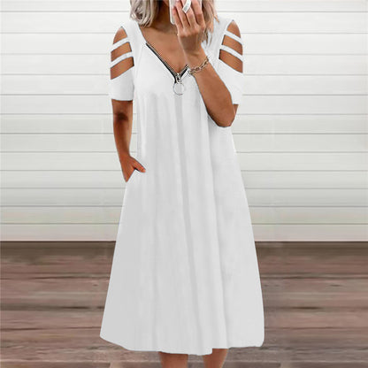 Damen Kleid mit offenen Schultern und tiefem V-Ausschnitt Stalluxe