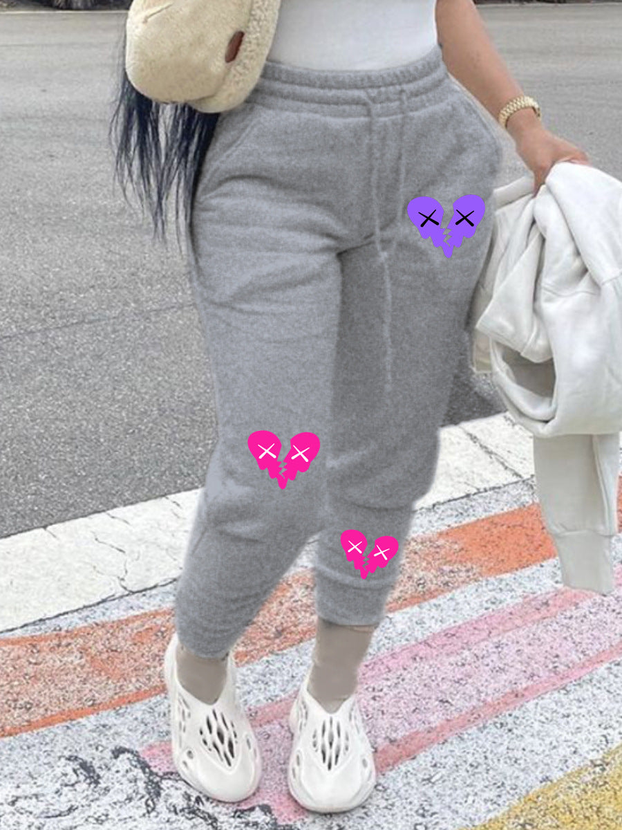 Damen Bequeme Sweatpants mit kreativen Herzmotiven Stalluxe