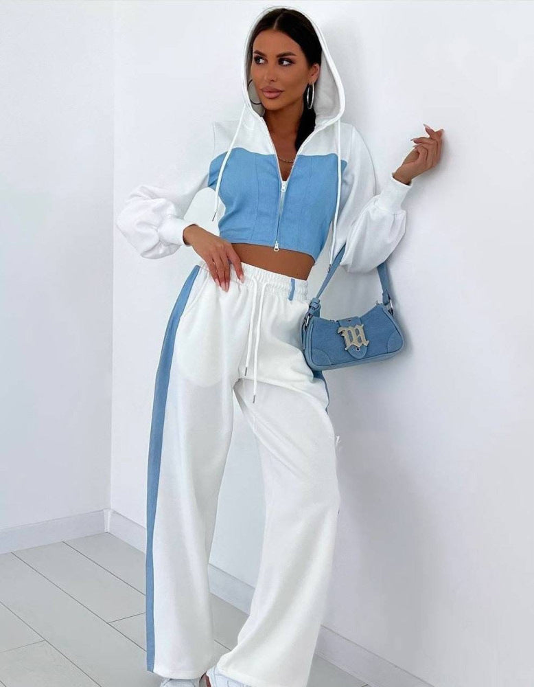 Damen modischer Hoodie und weite Sporthose Set Stalluxe