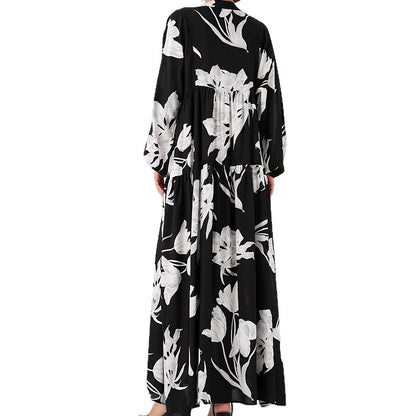 Damen Maxikleid mit floralem Print und elegantem Knopfdesign Stalluxe