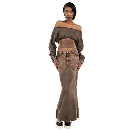 Damen Cropped Sweatshirt mit lässigem Off-Shoulder Design und modischem Bund Stalluxe