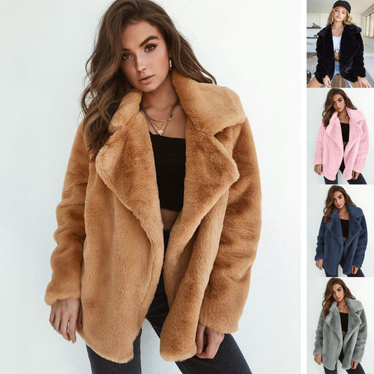 Damen Fleece-Mantel mit weitem Kragen und modischem Schnitt Stalluxe