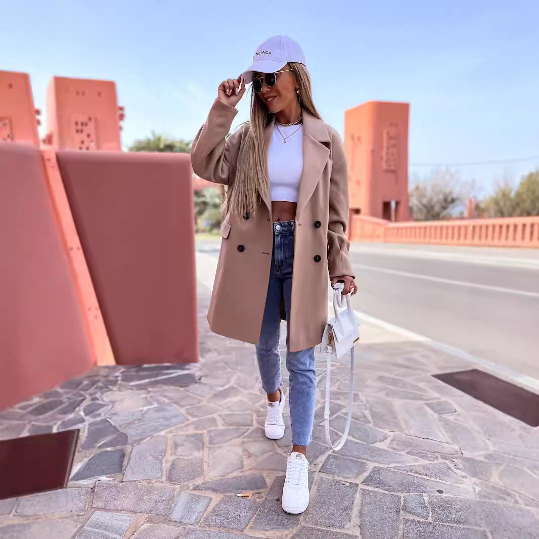Women's Elegant Tailored Double-Breasted Coat Stalluxe