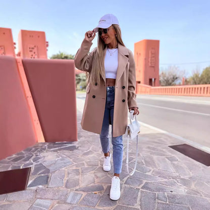 Women's Elegant Tailored Double-Breasted Coat Stalluxe