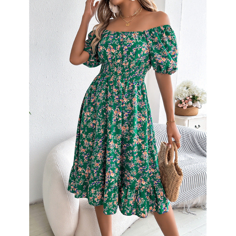 Damen Blumenkleid mit Raffungen und Taillengummi Stalluxe
