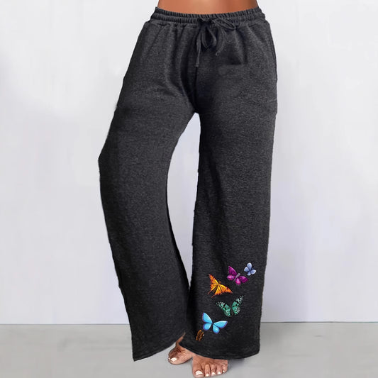 Damen Freizeit-Hose mit buntem Schmetterlings-Motiv Stalluxe