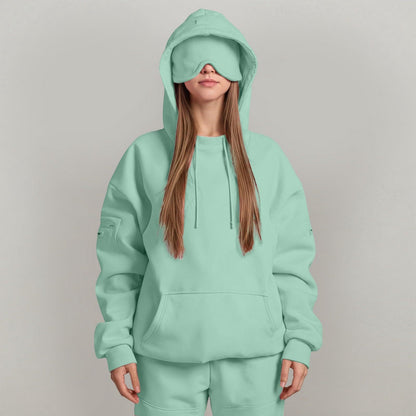 Damen kuscheliger Oversized Hoodie mit integrierter Augenmaske Stalluxe