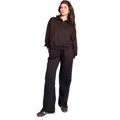 Damen sportlicher Freizeit-Loungewear mit Kragen Stalluxe