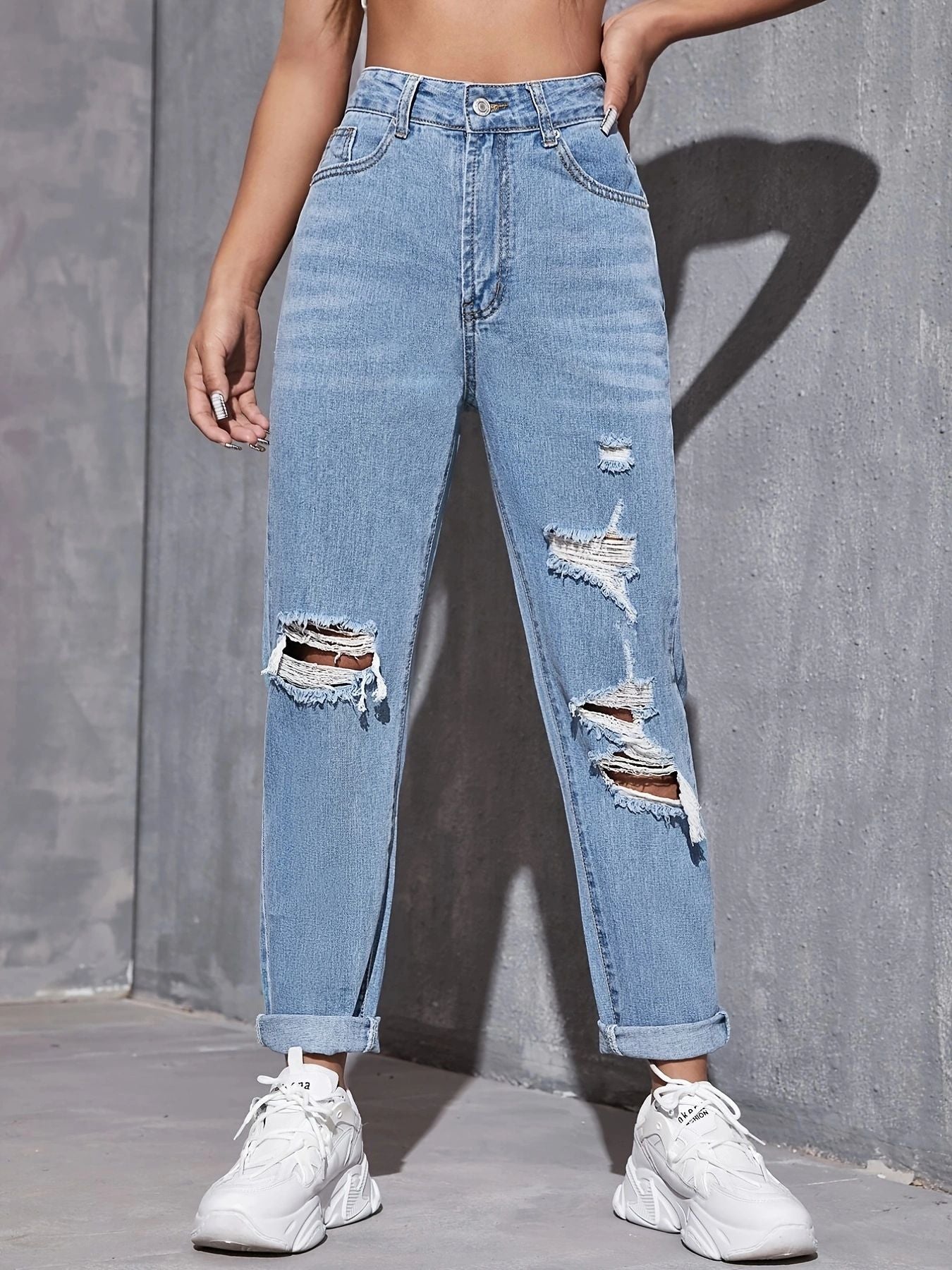 Damen lässige Ripped Jeans Stalluxe