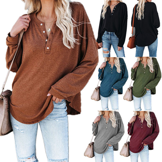 Damen Langarmshirt mit Knopfdetail und lässigem Schnitt Stalluxe