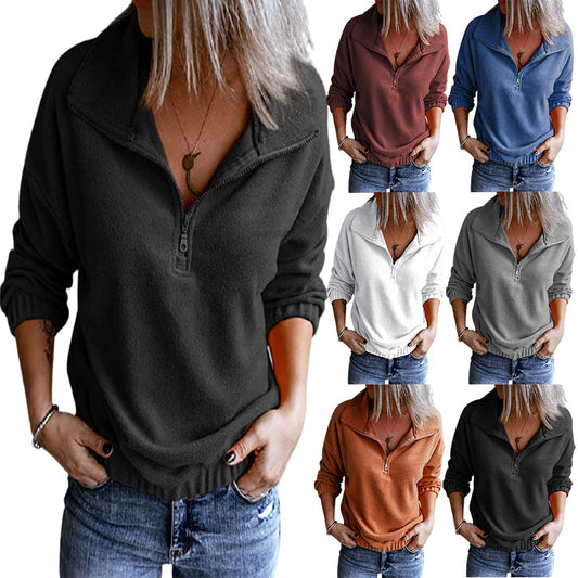 Damen Fleece Pullover mit halbem Reißverschluss und lässigem Schnitt Stalluxe