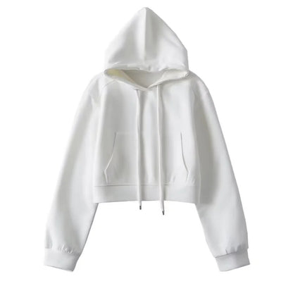 Damen modischer cropped Kapuzenpullover aus sweatshirt Material Stalluxe