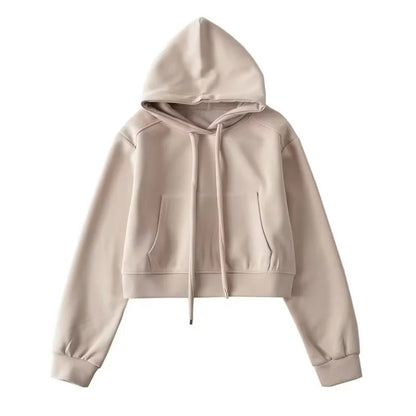 Damen modischer cropped Kapuzenpullover aus sweatshirt Material Stalluxe