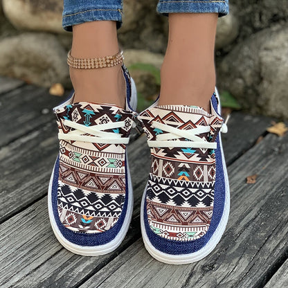 Damen modische Freizeit-Sneaker mit ethnischem Muster Stalluxe