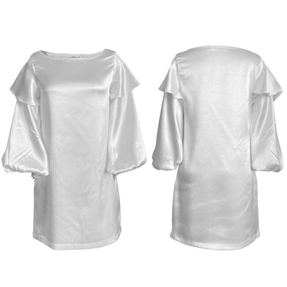 Damen elegantes Kleid mit schwingenden Volumenärmeln Stalluxe