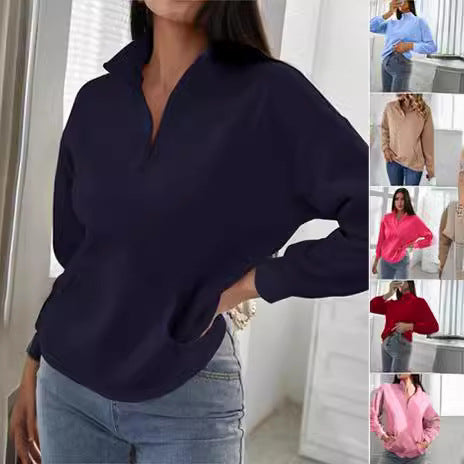 Damen bequemer Stehkragen Pullover Stalluxe