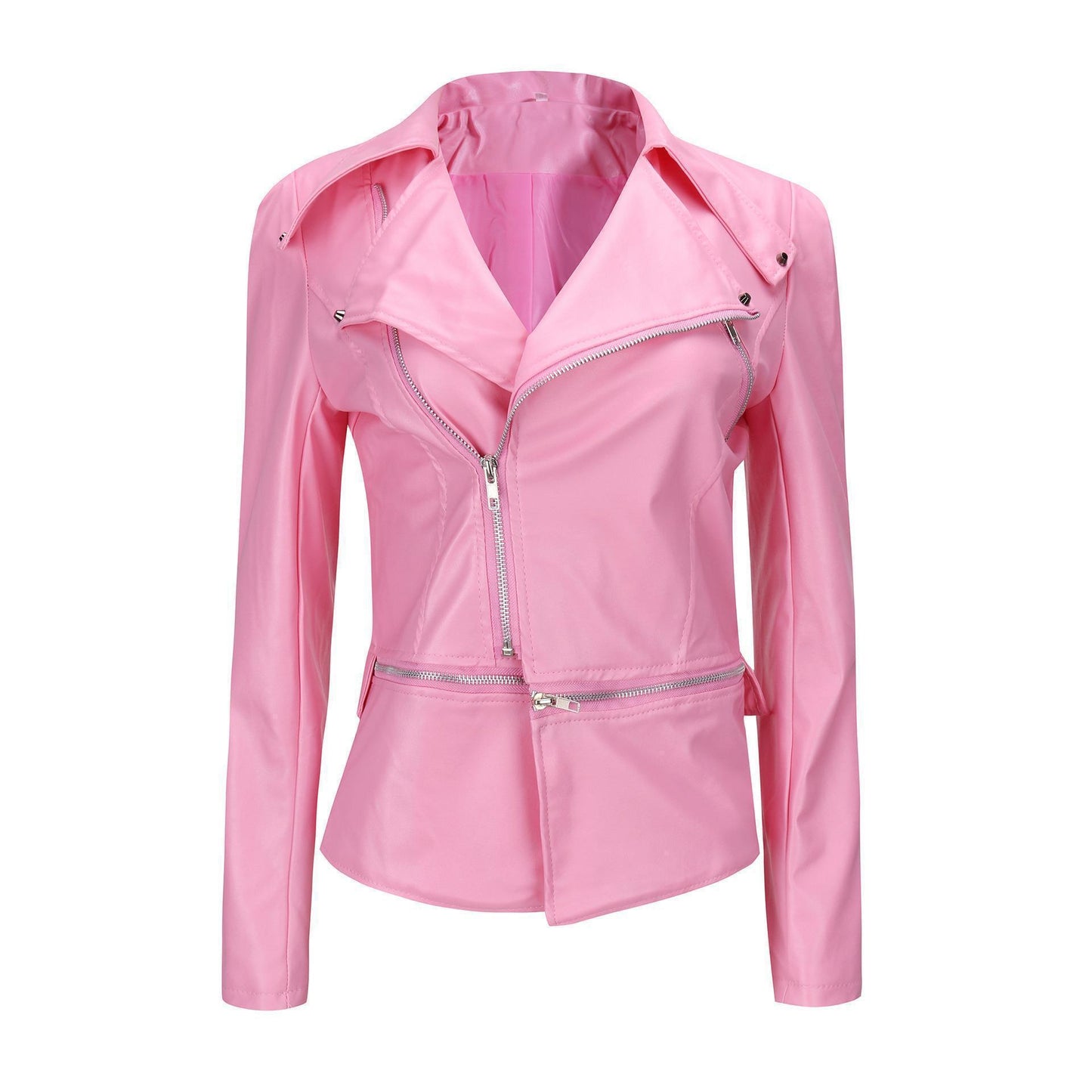 Damen Lederjacke mit asymmetrischem Reißverschluss und stilvollen Zipper-Details Stalluxe